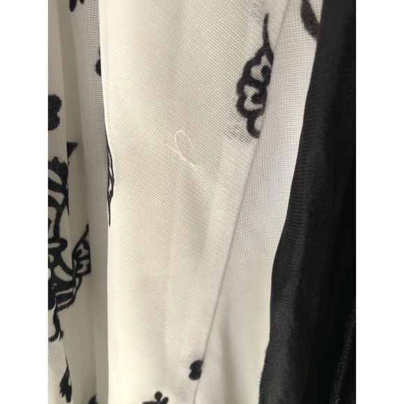 White Cocktail Dress with Black Velvet Floral Pattern - Picture 8 of 10